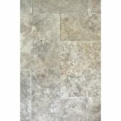 BAUHAUS Antikmarmor Travertin Silver Römischer Verband 6 -tlg., Silber, Matt