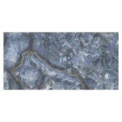 BAUHAUS Feinsteinzeugfliese Marmor Ocean 60 X 120 Cm, Blau/Anthrazit, Glänzend