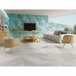 BAUHAUS Feinsteinzeugfliese Hydra Aqua 59,8 X 119,8 Cm, Blau, Glänzend -Angebote Fliesen Verkäufe 12 2119