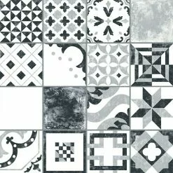 BAUHAUS Feinsteinzeugfliese Vintage Barcelona Medina 25 X 25 Cm, Schwarz/Grau/Weiß, Matt