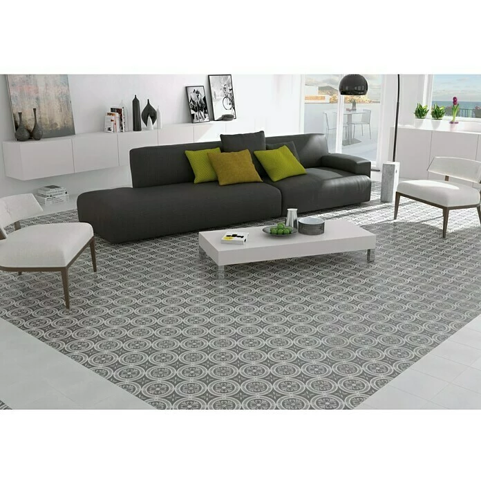 BAUHAUS Feinsteinzeugfliese Vintage Classic 25 X 25 Cm, Schwarz/Grau/Weiß, Matt 2 BAUHAUS Feinsteinzeugfliese Vintage Classic 25 X 25 Cm, Schwarz/Grau/Weiß, Matt – Bild 2