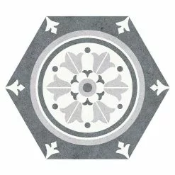 BAUHAUS Feinsteinzeugfliese Hexagon Vintage Farnese 25 X 22 Cm, Grau/Weiß, Matt