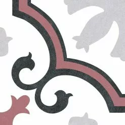 BAUHAUS Feinsteinzeugfliese Vintage Lacour 25 X 25 Cm, Schwarz/Weiß/Grau/Rot, Matt