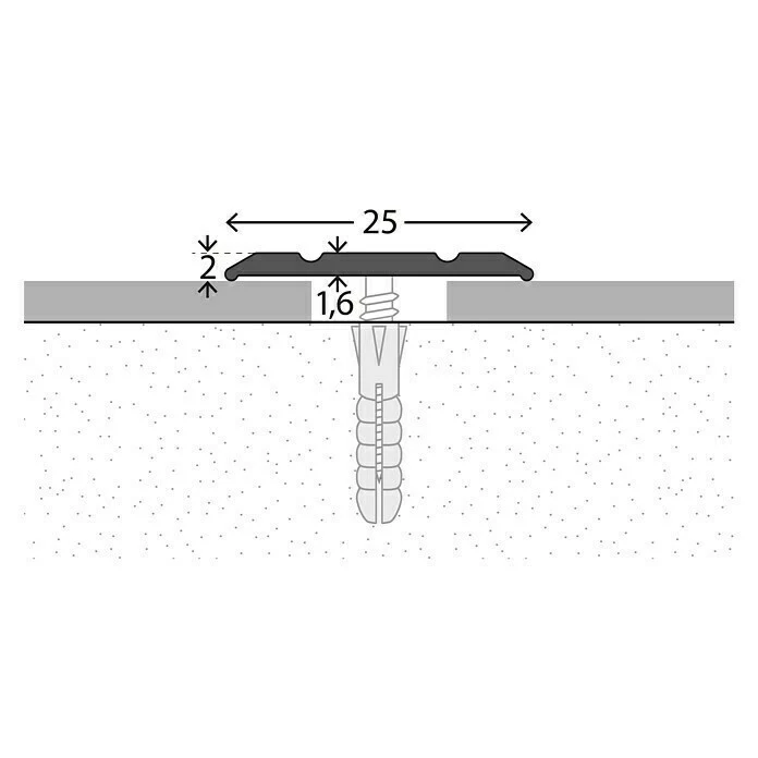BAUHAUS LOGOCLIC Übergangsprofil 133 Sahara, 1 M X 25 Mm X 2 Mm, Montageart: Schrauben 2 BAUHAUS LOGOCLIC Übergangsprofil 133 Sahara, 1 M X 25 Mm X 2 Mm, Montageart: Schrauben – Bild 2