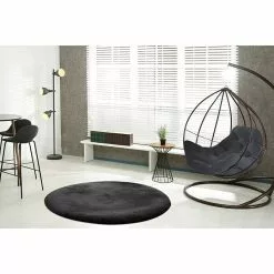 BAUHAUS Teppich Rund Happy Schwarz, Durchmesser: 120 Cm, 100 % Polyester (Flor) -Angebote Fliesen Verkäufe 12 3446