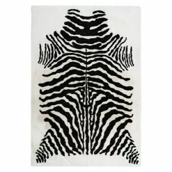 BAUHAUS Kayoom Hochflorteppich Zebra Weiß/Schwarz, 160 X 120 Cm, 100 % Polyester