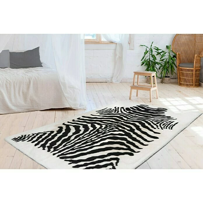 BAUHAUS Kayoom Hochflorteppich Zebra Weiß/Schwarz, 160 X 120 Cm, 100 % Polyester 4 BAUHAUS Kayoom Hochflorteppich Zebra Weiß/Schwarz, 160 X 120 Cm, 100 % Polyester – Bild 4