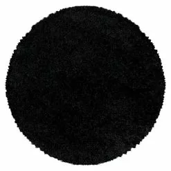 BAUHAUS Hochflorteppich Sydney 3000 Schwarz, Durchmesser: 120 Cm, 100% Polypropylen
