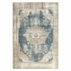 BAUHAUS Kayoom Kurzflorteppich Vintage Creme/Blau, 290 X 200 Cm, 100 % Polyacryl