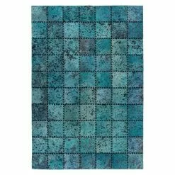 BAUHAUS Kayoom Echtlederteppich Viola Türkis, 230 X 160 Cm, 100 % Echtleder