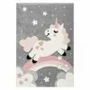 BAUHAUS Kayoom Kurzflorteppich Einhorn Mit Regenbogen Rosa, 150 X 80 Cm, 100 % Polypropylen