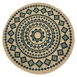 BAUHAUS Teppich Rund Mamda Natur/Schwarz, Durchmesser: 80 Cm, Jute