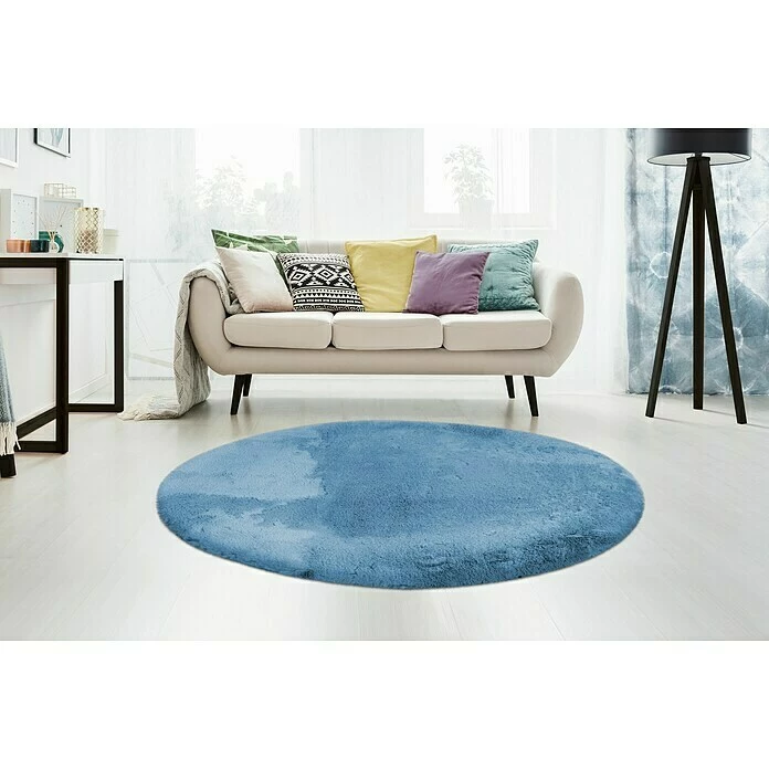 BAUHAUS Teppich Rund Happy Himmelblau, Durchmesser: 120 Cm, 100 % Polyester (Flor) 6 BAUHAUS Teppich Rund Happy Himmelblau, Durchmesser: 120 Cm, 100 % Polyester (Flor) – Bild 6