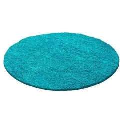 BAUHAUS Hochflorteppich Life 1500 Türkis, Durchmesser: 80 Cm, 100% Polypropylen