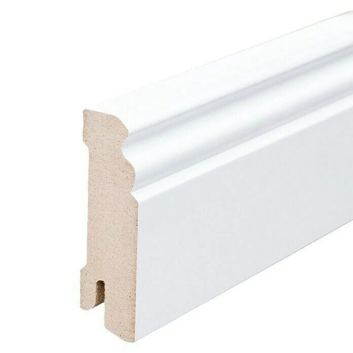 BAUHAUS Sockelleiste Weiß, 2,44 M X 1,8 Cm X 5,8 Cm, Profiliert 1 BAUHAUS Sockelleiste Weiß, 2,44 M X 1,8 Cm X 5,8 Cm, Profiliert