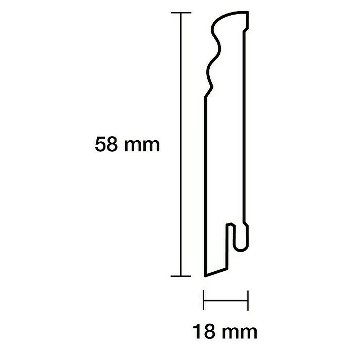 BAUHAUS Sockelleiste Weiß, 2,44 M X 1,8 Cm X 5,8 Cm, Profiliert 3 BAUHAUS Sockelleiste Weiß, 2,44 M X 1,8 Cm X 5,8 Cm, Profiliert – Bild 3
