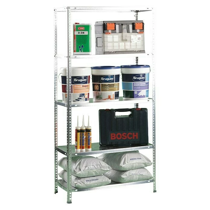 BAUHAUS Simonrack Comfort Metallregal L X B X H: 40 X 90 X 180 Cm, Traglast: 100 Kg/Boden, Anzahl Böden: 5, Schrauben, Silber 5 BAUHAUS Simonrack Comfort Metallregal L X B X H: 40 X 90 X 180 Cm, Traglast: 100 Kg/Boden, Anzahl Böden: 5, Schrauben, Silber – Bild 5