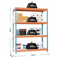 BAUHAUS Simonrack Simonforte Metall-Schwerlastregal L X B X H: 90 X 180 X 200 Cm, Traglast: 600 Kg/Boden, Anzahl Böden: 4, Blau/Orange -Angebote Fliesen Verkäufe 12 6463