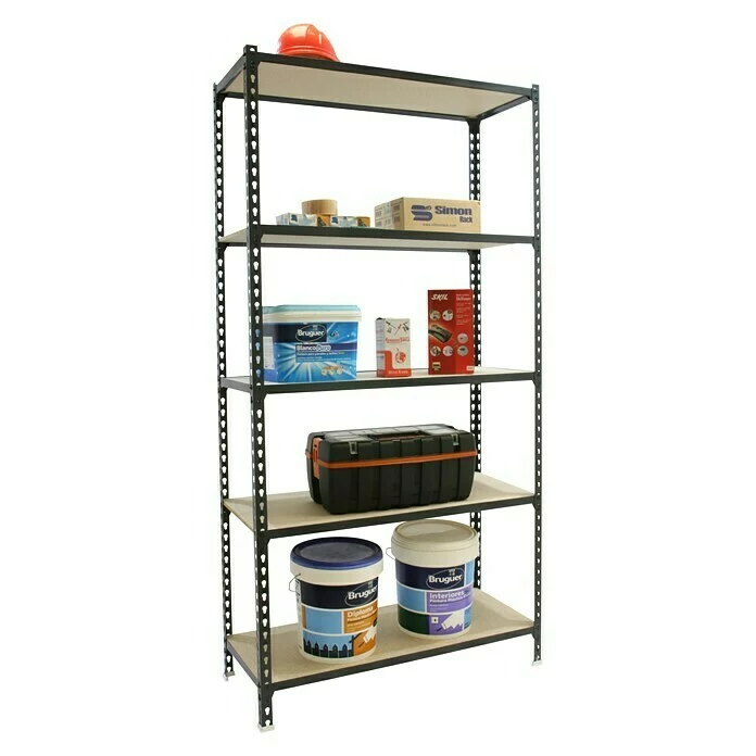 BAUHAUS Simonrack Maderclick Metallregal Plus L X B X H: 30 X 100 X 200 Cm, Traglast: 150 Kg/Boden, Anzahl Böden: 5, Stecken, Anthrazitgrau 2 BAUHAUS Simonrack Maderclick Metallregal Plus L X B X H: 30 X 100 X 200 Cm, Traglast: 150 Kg/Boden, Anzahl Böden: 5, Stecken, Anthrazitgrau – Bild 2