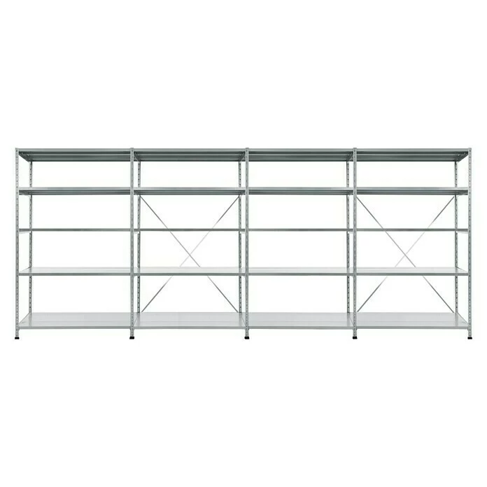 BAUHAUS Scholz Metall-Lagerregal SE Länge: 500 Mm, Breite: 4.080 Mm, Höhe: 1.920 Mm, Traglast: 170 Kg/Boden, Anzahl Böden: 5 Stk. 1 BAUHAUS Scholz Metall-Lagerregal SE Länge: 500 Mm, Breite: 4.080 Mm, Höhe: 1.920 Mm, Traglast: 170 Kg/Boden, Anzahl Böden: 5 Stk.