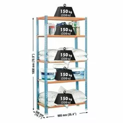 BAUHAUS Simonrack Maderclick Metallregal L X B X H: 50 X 90 X 180 Cm, Traglast: 150 Kg/Boden, Anzahl Böden: 5, Stecken, Blau/Orange -Angebote Fliesen Verkäufe 12 6668