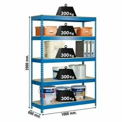 BAUHAUS Simonrack Bricoforte Metall-Schwerlastregal L X B X H: 60 X 100 X 200 Cm, Traglast: 300 Kg/Boden, Anzahl Böden: 5, Blau, Material Boden: Holz -Angebote Fliesen Verkäufe 12 6704