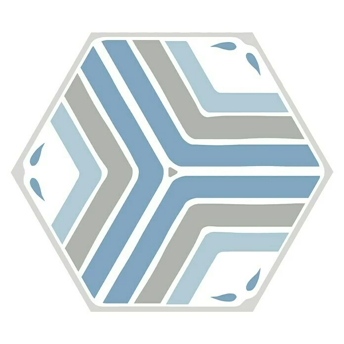 BAUHAUS Feinsteinzeugfliese Hexagon Jasmine Blue 25 X 22 Cm, Blau/Grau, Matt 1 BAUHAUS Feinsteinzeugfliese Hexagon Jasmine Blue 25 X 22 Cm, Blau/Grau, Matt