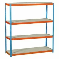 BAUHAUS Simonrack Simonforte Metall-Schwerlastregal L X B X H: 90 X 240 X 200 Cm, Traglast: 400 Kg/Boden, Anzahl Böden: 4, Blau/Orange