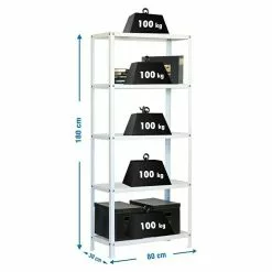 BAUHAUS Simonrack Homeclassic Metallregal L X B X H: 30 X 80 X 180 Cm, Traglast: 100 Kg/Boden, Anzahl Böden: 5 Stk., Schrauben, Weiß -Angebote Fliesen Verkäufe 12 6791