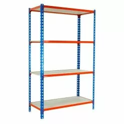 BAUHAUS Simonrack Maderclick Metallregal Super Plus L X B X H: 50 X 110 X 150 Cm, Traglast: 150 Kg/Boden, Anzahl Böden: 4, Stecken, Blau/Orange