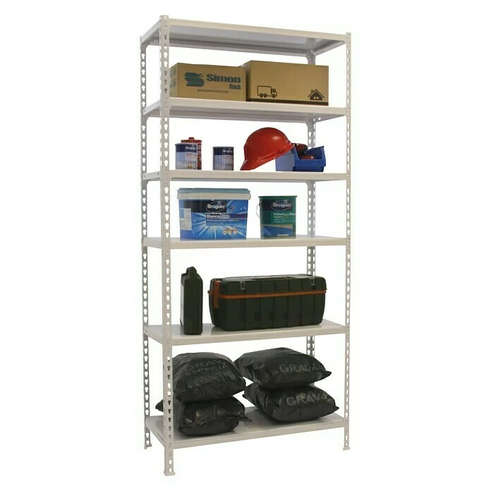 BAUHAUS Simonrack Simonclick Metallregal Mini L X B X H: 50 X 80 X 250 Cm, Traglast: 180 Kg/Boden, Anzahl Böden: 6 Stk., Stecken, Weiß 2 BAUHAUS Simonrack Simonclick Metallregal Mini L X B X H: 50 X 80 X 250 Cm, Traglast: 180 Kg/Boden, Anzahl Böden: 6 Stk., Stecken, Weiß – Bild 2