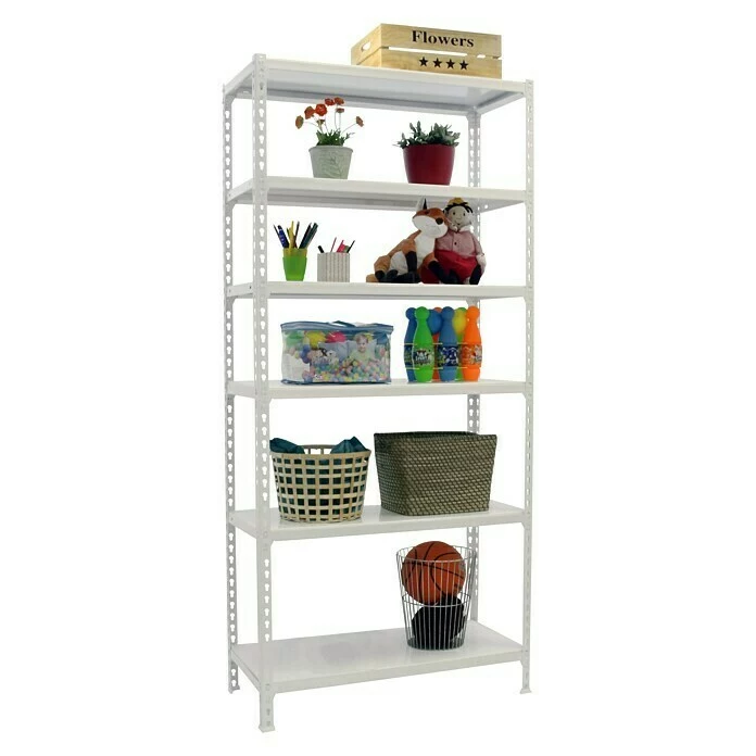 BAUHAUS Simonrack Simonclick Metallregal Mini L X B X H: 50 X 80 X 250 Cm, Traglast: 180 Kg/Boden, Anzahl Böden: 6 Stk., Stecken, Weiß 3 BAUHAUS Simonrack Simonclick Metallregal Mini L X B X H: 50 X 80 X 250 Cm, Traglast: 180 Kg/Boden, Anzahl Böden: 6 Stk., Stecken, Weiß – Bild 3