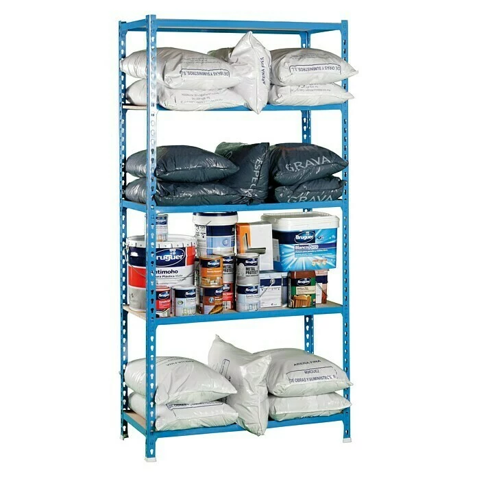 BAUHAUS Simonrack Maderclick Metallregal Plus L X B X H: 30 X 100 X 200 Cm, Traglast: 150 Kg/Boden, Anzahl Böden: 5, Stecken, Blau 2 BAUHAUS Simonrack Maderclick Metallregal Plus L X B X H: 30 X 100 X 200 Cm, Traglast: 150 Kg/Boden, Anzahl Böden: 5, Stecken, Blau – Bild 2