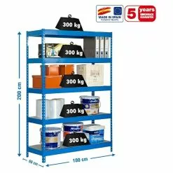 BAUHAUS Simonrack Bricoforte Metall-Schwerlastregal L X B X H: 60 X 100 X 200 Cm, Traglast: 300 Kg/Boden, Anzahl Böden: 5, Blau, Material Boden: Metall -Angebote Fliesen Verkäufe 12 6951