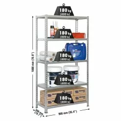 BAUHAUS Simonrack Simonclick Metallregal L X B X H: 50 X 90 X 180 Cm, Traglast: 180 Kg/Boden, Anzahl Böden: 5 Stk., Stecken, Silber -Angebote Fliesen Verkäufe 12 7014