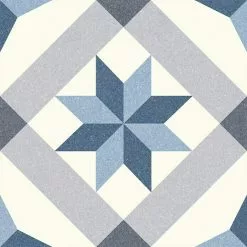 BAUHAUS Feinsteinzeugfliese Vintage Rivera Menton 25 X 25 Cm, Weiß/Blau/Grau, Matt