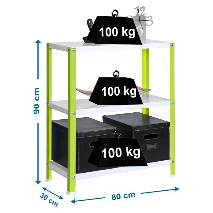 BAUHAUS Simonrack Homeclassic Metallregal L X B X H: 30 X 80 X 90 Cm, Traglast: 100 Kg/Boden, Anzahl Böden: 3 Stk., Schrauben, Grün 3 BAUHAUS Simonrack Homeclassic Metallregal L X B X H: 30 X 80 X 90 Cm, Traglast: 100 Kg/Boden, Anzahl Böden: 3 Stk., Schrauben, Grün – Bild 3