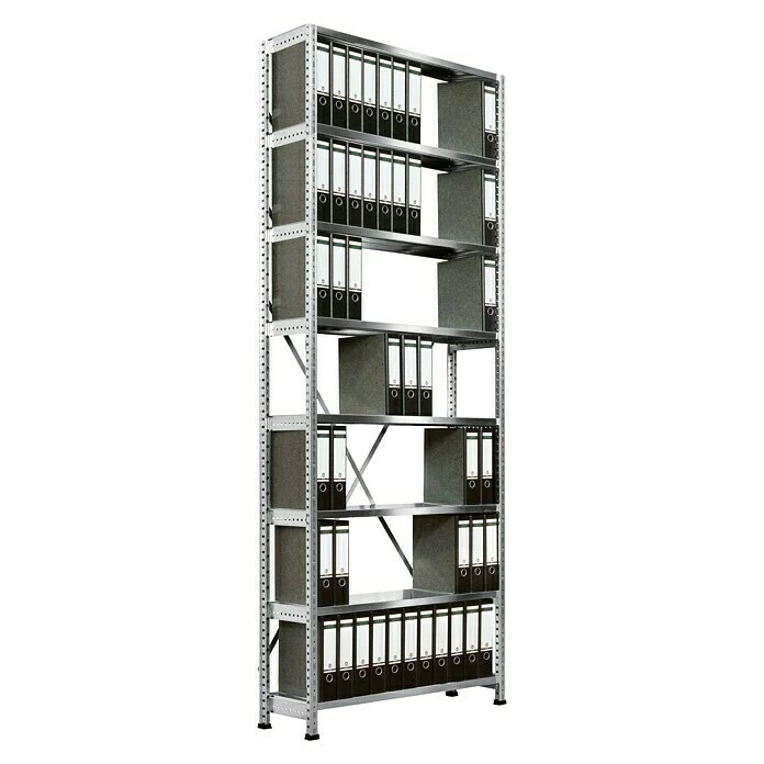 BAUHAUS Scholz Aktenregal Grundelement Länge: 1.250 Mm, Breite: 300 Mm, Höhe: 2.640 Mm, Traglast: 60 Kg/Boden, Anzahl Böden: 8 Stk. 1 BAUHAUS Scholz Aktenregal Grundelement Länge: 1.250 Mm, Breite: 300 Mm, Höhe: 2.640 Mm, Traglast: 60 Kg/Boden, Anzahl Böden: 8 Stk.