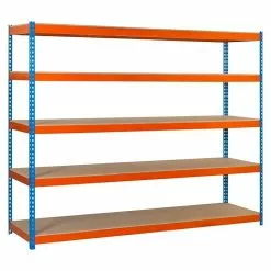 BAUHAUS Simonrack Ecoforte Metall-Schwerlastregal L X B X H: 45 X 180 X 200 Cm, Traglast: 400 Kg/Boden, Anzahl Böden: 5 Stk., Stecken, Blau/Orange