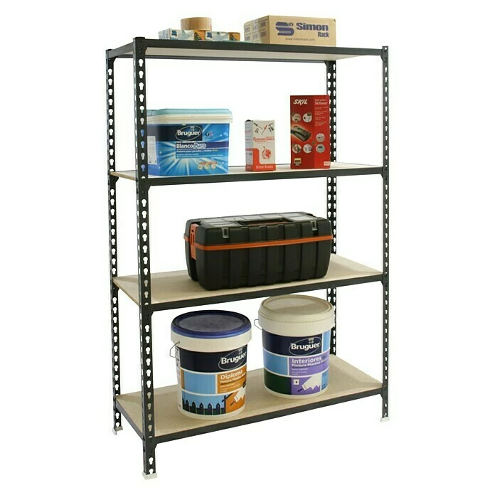 BAUHAUS Simonrack Maderclick Metallregal Plus L X B X H: 30 X 100 X 150 Cm, Traglast: 150 Kg/Boden, Anzahl Böden: 4, Stecken, Anthrazitgrau 2 BAUHAUS Simonrack Maderclick Metallregal Plus L X B X H: 30 X 100 X 150 Cm, Traglast: 150 Kg/Boden, Anzahl Böden: 4, Stecken, Anthrazitgrau – Bild 2