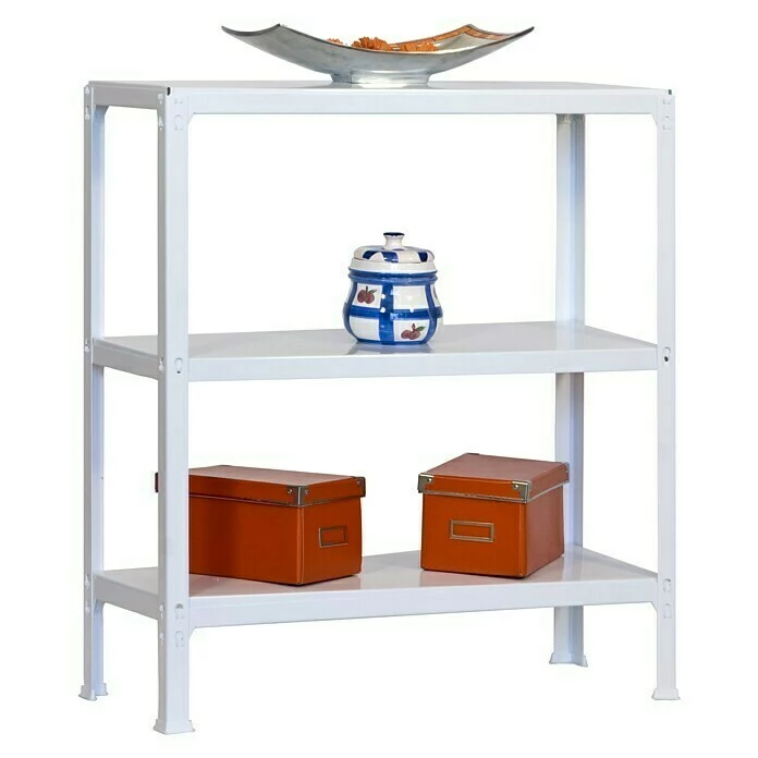 BAUHAUS Simonrack Homeclick Metallregal Plus L X B X H: 30 X 100 X 90 Cm, Traglast: 150 Kg/Boden, Anzahl Böden: 3 Stk., Stecken, Weiß 2 BAUHAUS Simonrack Homeclick Metallregal Plus L X B X H: 30 X 100 X 90 Cm, Traglast: 150 Kg/Boden, Anzahl Böden: 3 Stk., Stecken, Weiß – Bild 2