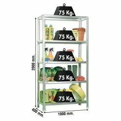 BAUHAUS Simonrack Simonclassic Metallregal Advantage Plus L X B X H: 40 X 100 X 200 Cm, Traglast: 75 Kg/Boden, Anzahl Böden: 5 Stk., Schrauben, Silber -Angebote Fliesen Verkäufe 12 7736