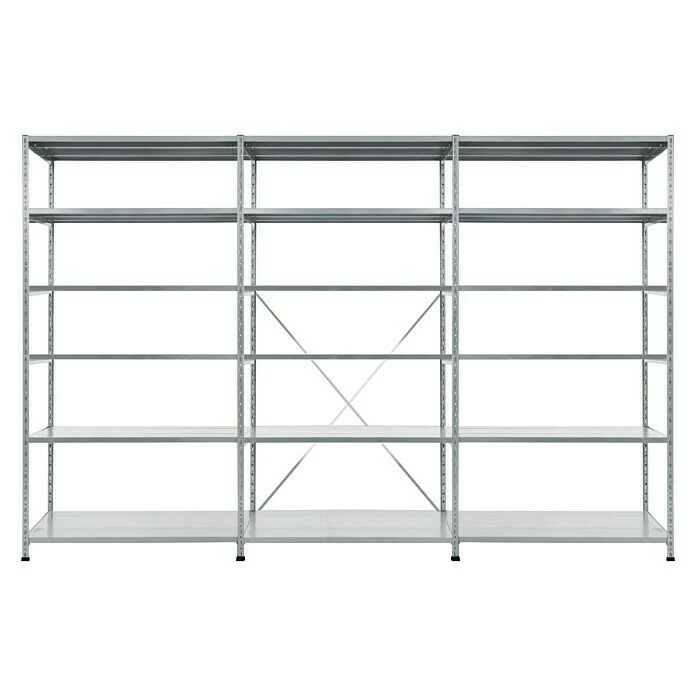 BAUHAUS Scholz Metall-Lagerregal SE Länge: 400 Mm, Breite: 3.070 Mm, Höhe: 2.280 Mm, Traglast: 140 Kg/Boden, Anzahl Böden: 6 Stk. 1 BAUHAUS Scholz Metall-Lagerregal SE Länge: 400 Mm, Breite: 3.070 Mm, Höhe: 2.280 Mm, Traglast: 140 Kg/Boden, Anzahl Böden: 6 Stk.