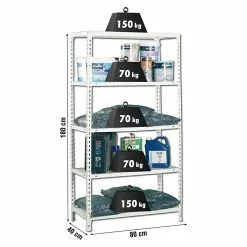 BAUHAUS Simonrack Simonclick Metallregal L X B X H: 40 X 80 X 180 Cm, Traglast: 150 Kg/Boden, Anzahl Böden: 5 Stk., Stecken, Weiß -Angebote Fliesen Verkäufe 12 7814