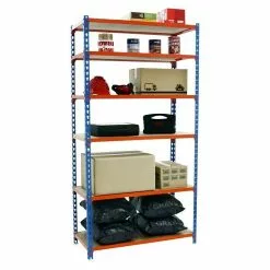 BAUHAUS Simonrack Maderclick Metallregal Mega Plus L X B X H: 40 X 120 X 250 Cm, Traglast: 150 Kg/Boden, Anzahl Böden: 6 Stk., Stecken, Blau/Orange -Angebote Fliesen Verkäufe 12 7866