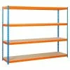 BAUHAUS Simonrack Simonforte Metall-Schwerlastregal L X B X H: 45 X 150 X 200 Cm, Traglast: 600 Kg/Boden, Anzahl Böden: 4, Blau/Orange