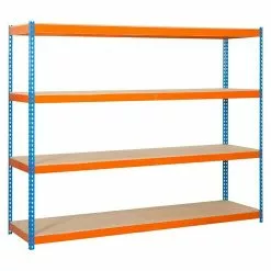 BAUHAUS Simonrack Simonforte Metall-Schwerlastregal L X B X H: 45 X 150 X 200 Cm, Traglast: 600 Kg/Boden, Anzahl Böden: 4, Blau/Orange