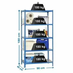 BAUHAUS Simonrack Simonclick Metallregal L X B X H: 40 X 90 X 180 Cm, Traglast: 180 Kg/Boden, Anzahl Böden: 5 Stk., Stecken, Blau -Angebote Fliesen Verkäufe 12 7956