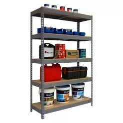 BAUHAUS Simonrack Bricoforte Metall-Schwerlastregal L X B X H: 60 X 100 X 200 Cm, Traglast: 300 Kg/Boden, Anzahl Böden: 5, Grau, Material Boden: Holz