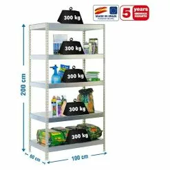 BAUHAUS Simonrack Bricoforte Metall-Schwerlastregal L X B X H: 60 X 100 X 200 Cm, Traglast: 300 Kg/Boden, Anzahl Böden: 5, Silber, Material Boden: Metall -Angebote Fliesen Verkäufe 12 8017